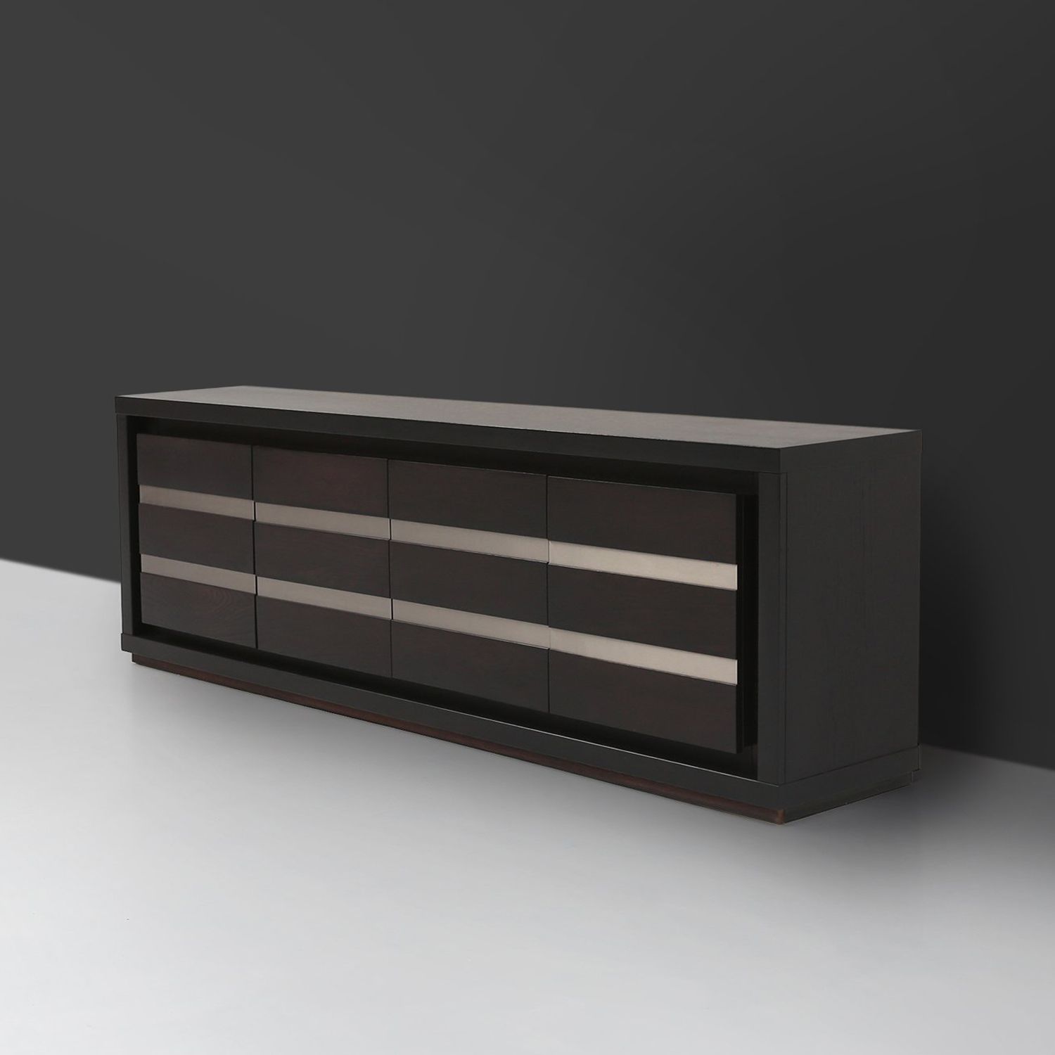 Brutalist Mid-century Belgian Black Oak Sideboard, Belgium 1970s-img